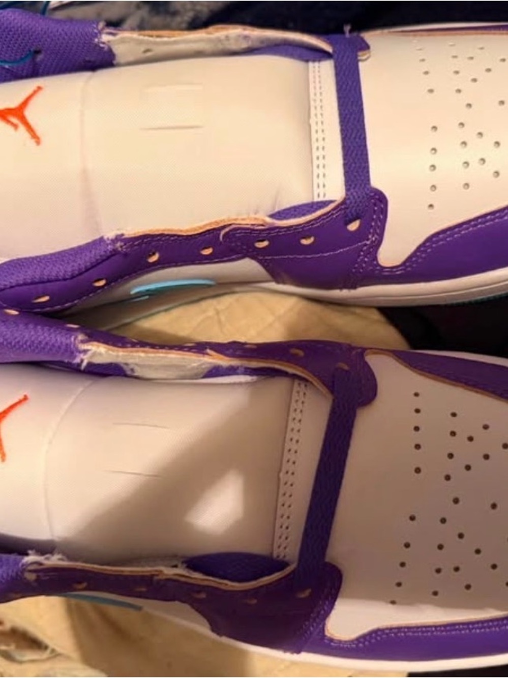 Jordan Low-Top Sneakers in White, Purple & Teal - Picture 3 of 5